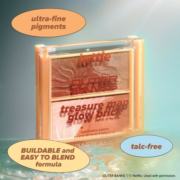 Lottie London X Outer Banks Treasure Map Glow Brick, Bronzing Face Powder, 0.28 oz