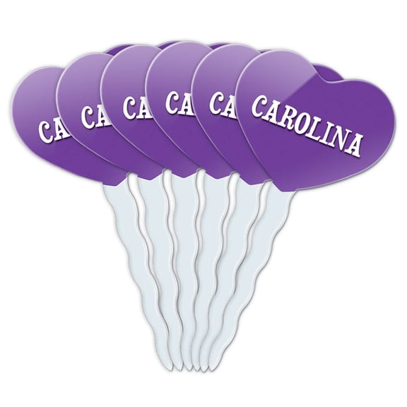 Carolina Heart Love Cupcake Picks Toppers - Set of 6