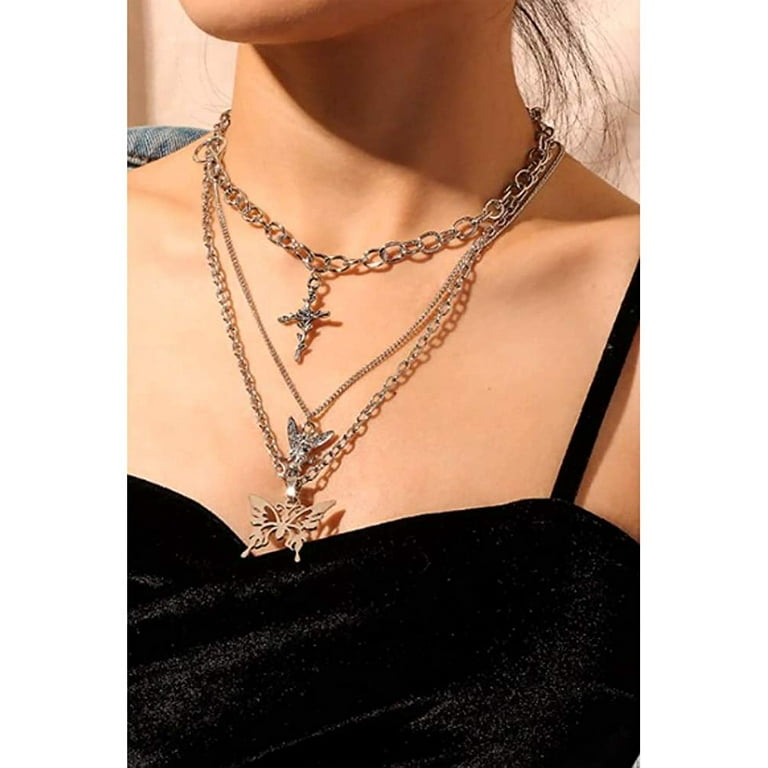 Black Chain Necklace Square Lock Necklace Women Men Metal Padlock Chains  Hip Hop Goth Jewelry Fashion Accessories Gifts
