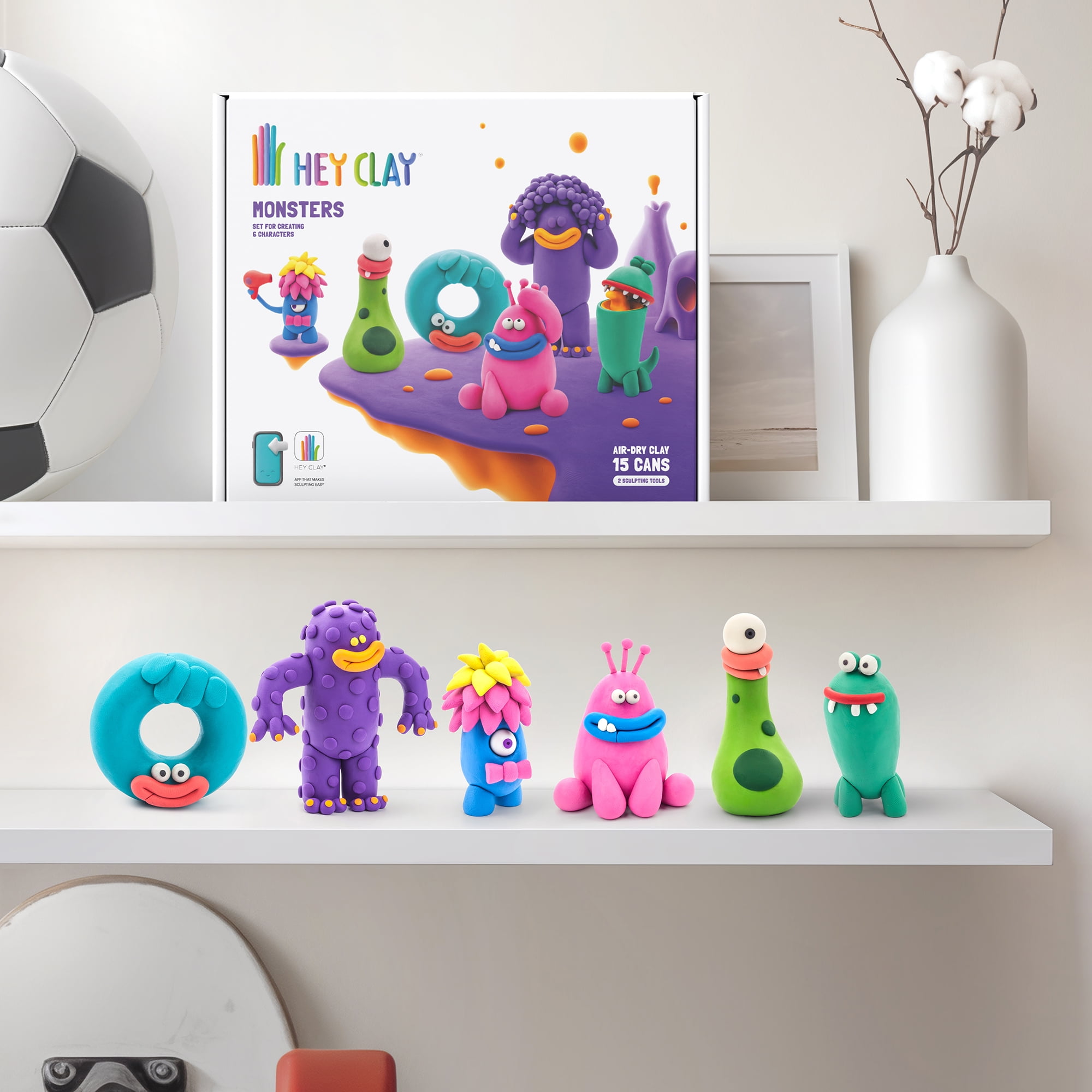 Hey Clay Monsters, Air Dry Clay Kit with Interactive App for Kids & Tweens
