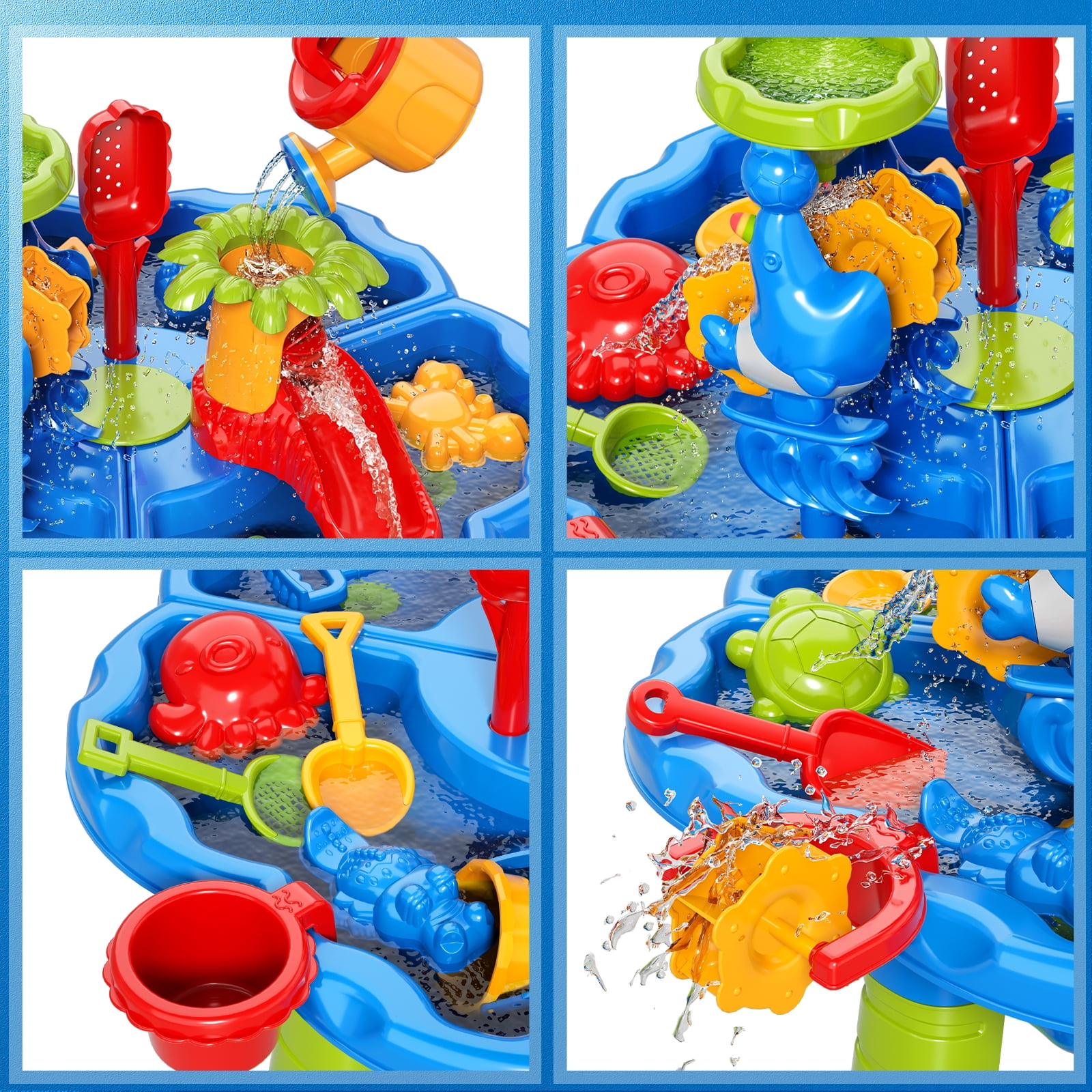 Lucky Doug Sand and Water Table for Toddlers 1-3-6, Toddlers Outdoor Toys Water Table for Kids Ages 18 Month+, Kids Outdoor Toys Water Play