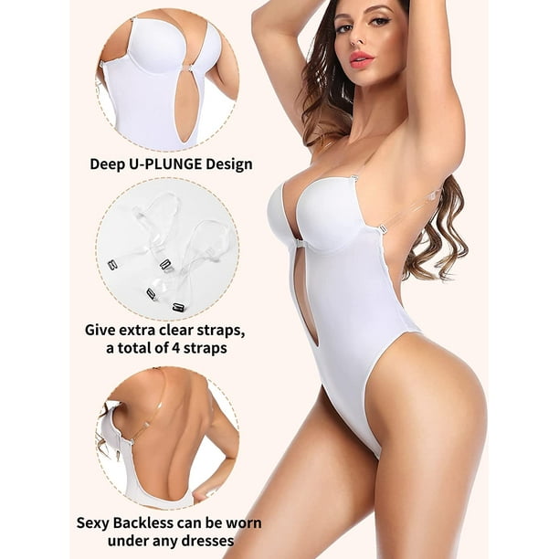 VASLANDA Shapewear for Women Plus Size Backless Built-in Bra Body Shaper Seamless Faja with Open Crotch White-XL - Walmart Business Supplies VASLANDA Shapewear for Women Plus Size Backless Built-in Bra Body Shaper Seamless Faja with Open Crotch White-XL - Walmart Business Supplies