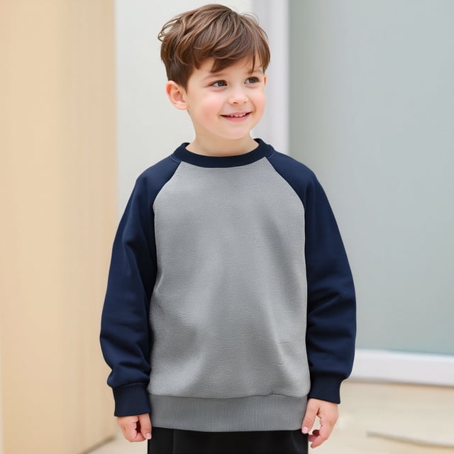 WENXIAOO Chandail en Molleton pour Tout-Petits Garçons Manches Longues Col Rond Bloc de Couleur Chandail Mignon Coupe Décontractée Vêtements d'Automne 3T Vêtements pour Filles