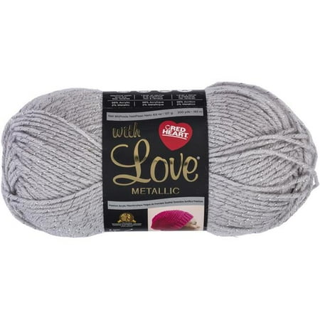 Crystal Love Heart - Red Heart with Love Metallic Light Grey Yarn, 1 Each