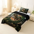 thumbnail image 3 of Metsweet Dino Green Letter J Twin Comforter Sets 2pcs, Volcano Tyrannosaurus Rex Bedding Set,Brown Orange,Black Reversible,1 Comforter and 1 Pillowcase, 3 of 6