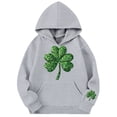 thumbnail image 4 of St. Patrick's Day Girls Hooded Sweatshirt With Print And Pocket Cozy Pullover Casual Kids Top Irish Green Pullover Hoodie 3-14Y, 4 of 4