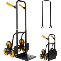 Stair Climbing Hand Truck Dolly, 2 in 1 Stair Climber Hand Truck Heavy Duty, 350 Lbs Capacity Stair Trolley Cart with 6 Rubber Wheels and Elastic Rope
