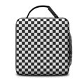 thumbnail image 3 of Black and White Checkered Pattern Insulated Lunch Bag Teens,Lunch Box for Men Women for Work,Picnic or Travel,10.2x9.5x4.3 Inches,8 Can Capacity, 3 of 6