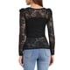 thumbnail image 3 of INSPIRAR CHIC Blusas de Encaje Floral Semitransparentes de Manga Larga con Volantes para Mujeres XL Negro Plateado, 3 of 6