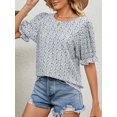 thumbnail image 3 of TEMOFON Women Tops Casual Summer Short Sleeves T Shirts Chic Stylish Blouse Leisure Dressy Hot Comfort Loose Shirt for Women Solid Color Black Tees, 3 of 6