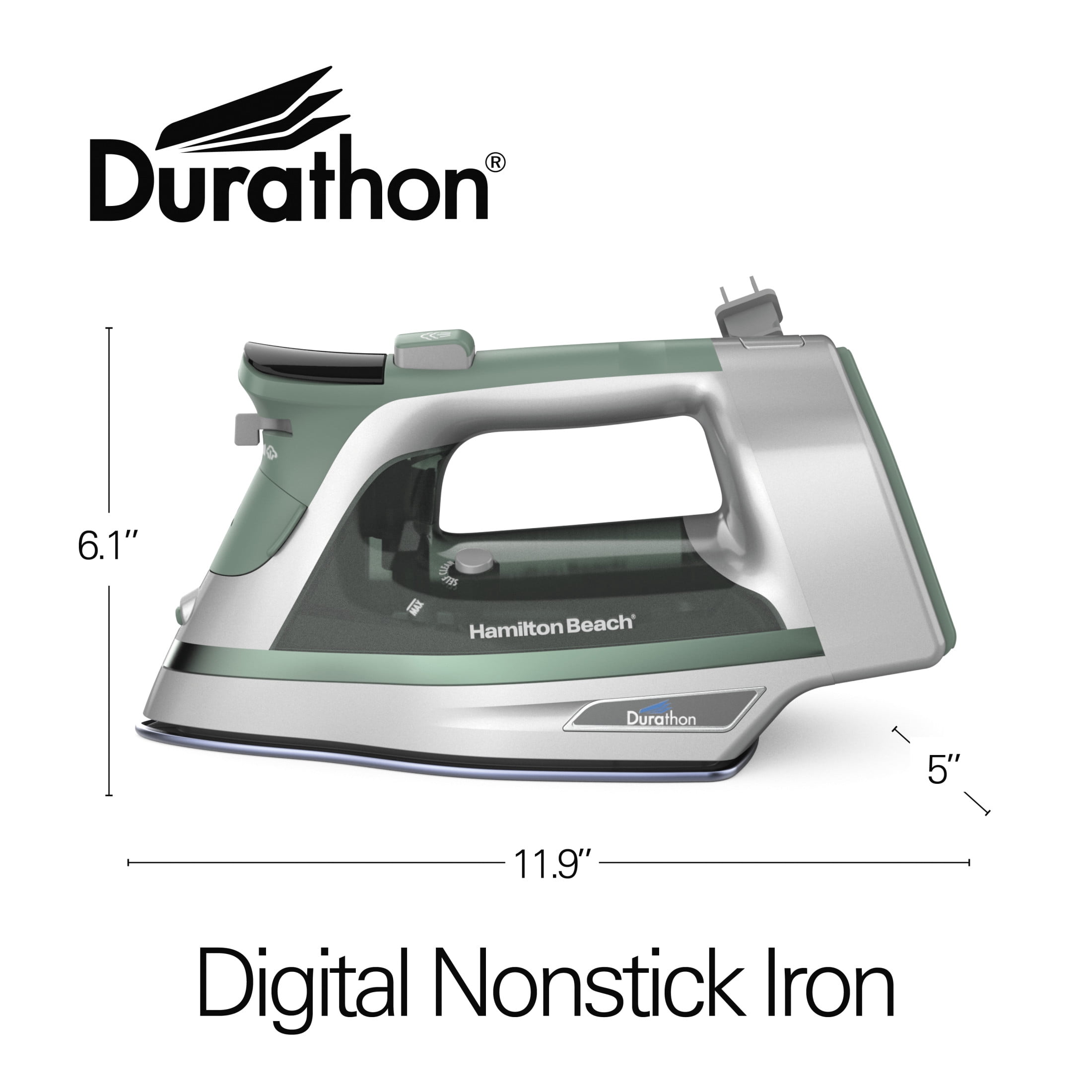 Hamilton Beach Durathon Digital Clothing Iron, Steam Iron for Clothes with Nonstick Soleplate