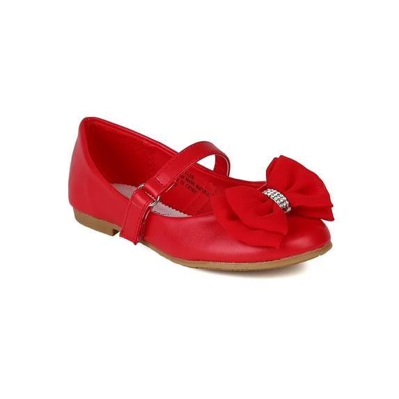 Little Angel Enna-715E New Girl PU Fabric Bow Decor Ballerina Ballet Flat