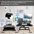 thumbnail image 3 of 32'' Height Adjustable Standing Desk, Converter Tabletop, Dual Monitor Riser Workstation, Black, 3 of 6