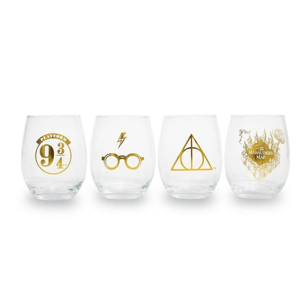 Copas de vino sin tallo Toynk, iconos de Harry Potter, 600 ml, juego de 4