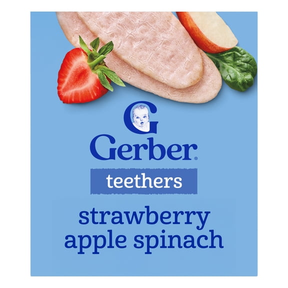 Gerber Baby Food, Teething Wafers, Strawberry Apple Spinach, 1.7 oz, 12 ct