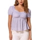 thumbnail image 1 of Blusa Floral de Manga Corta Puff Inspire Chic para Mujer con Escote Corazón y Volantes Peplum en Púrpura Claro M, 1 of 6