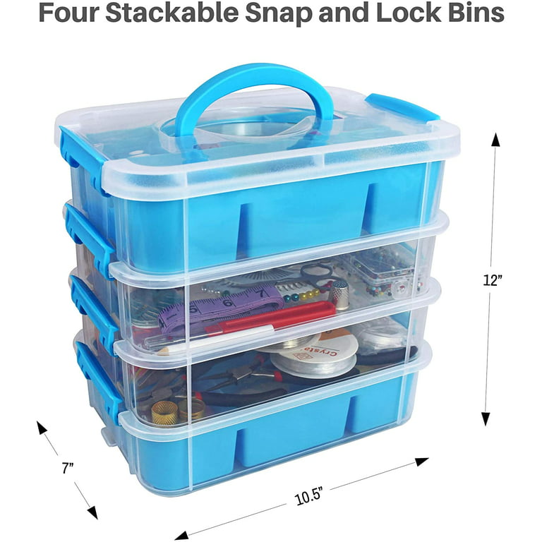 Bins & Things Stackable Storage Container with Organizers for Arts & Crafts  - 2 Trays Craft Box - Craft Storage/Craft Organizers and Storage - Bead  Organizer Bo…