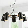 thumbnail image 5 of JONATHAN Y Eugenio 24.5" Adjustable Metal LED Chandelier, Black/Brass Gold, JYL6119A, 5 of 8