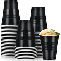 Disposable Plastic Cups, Black Plastic Cups, 16oz/500ml Plastic Party Cups, Heavy-Duty Disposable Cups Bulk for Party, Wedding, Christmas Party Cup, 50 Pack