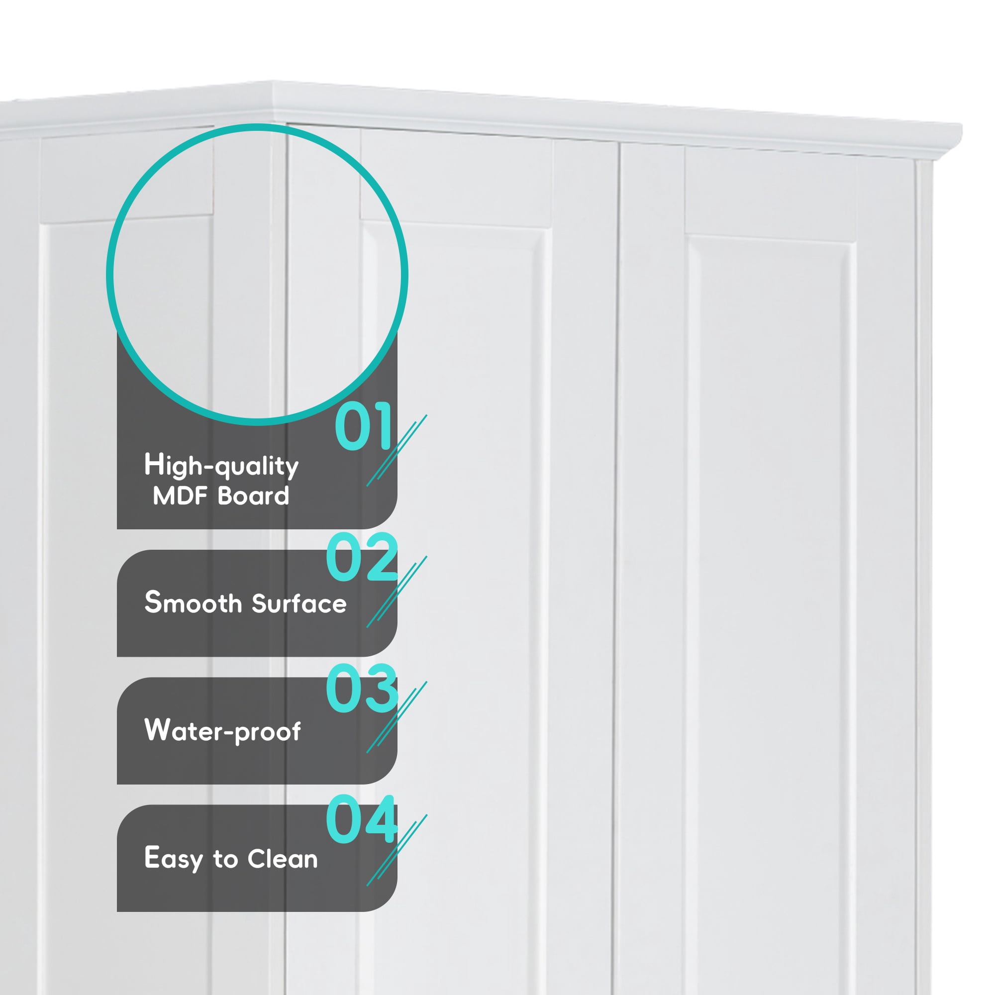 Bellemave Wooden Storage Cabinet with Two Doors and Adjustable Shelves Freestanding Tall Storage Cabinet for Bathroom, Kitchen, Living Room, Floor Cabinet for Home Office, White