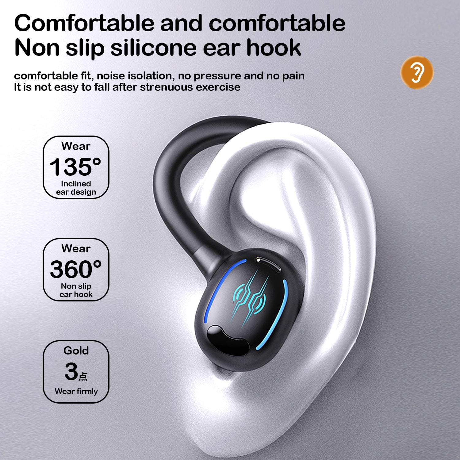Wireless Earbuds,Earphones Bluetooth 5.3 Headphones for iPhone Android 50hrs Playtime Waterproof IPX7 Headset In-Ear Stereo True Wireless Earbuds with Charging Case Noise Cancelling with Ear Hooks