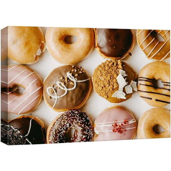 wall26 Canvas Print Wall Art Chocolate Strawberry Maple Dozen Donuts Food & Cooking Kitchen Photography Realism Decorative Scenic Rustic Zen Calm Colorful for Living Room, Bedroom, Office - 24&qu