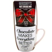 Hershey Hot Chocolate Mug Holiday Gift Set, White Coffee Cup with Quote and Cocoa Mix Packet, Hershey's Lovers Christmas Gifts and Stocking Stuffers, 0.88 Ounces