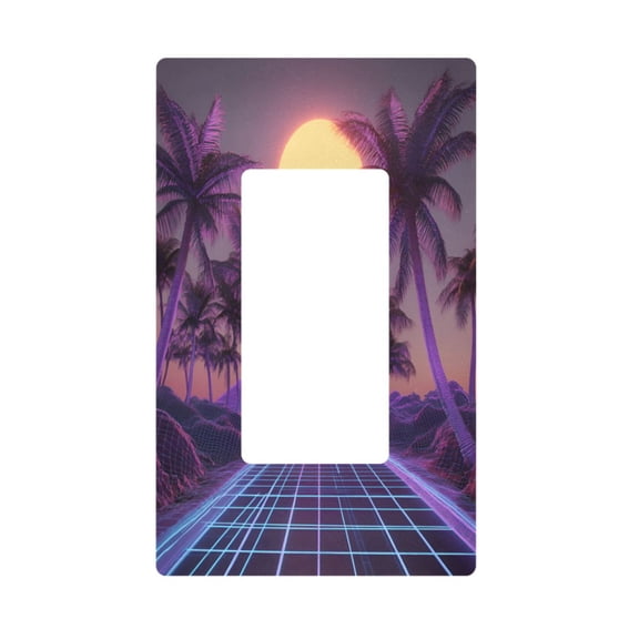 Yayeee Rocker Switch Wall Plate 1-Gang 4.6"x2.9" Home Decorative Outlet Cover, Night Purple Road