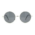thumbnail image 2 of Iconic Hippie Musician 70s Round Circle Lens Metal Rim Sunglasses Silver - Solid Black, 2 of 4