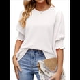 thumbnail image 1 of Blusas Elegantes e Informales para Mujer, Cuello , Mangas 3/4 y Puños Fruncidos. L, 1 of 8