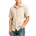 thumbnail image 4 of HAiming Boys School Shirts Summer Short Sleeve Collared Uniform Tee with Pockets Loose Casual Solid Color Blouses Outwear Kids Tops, 4 of 6