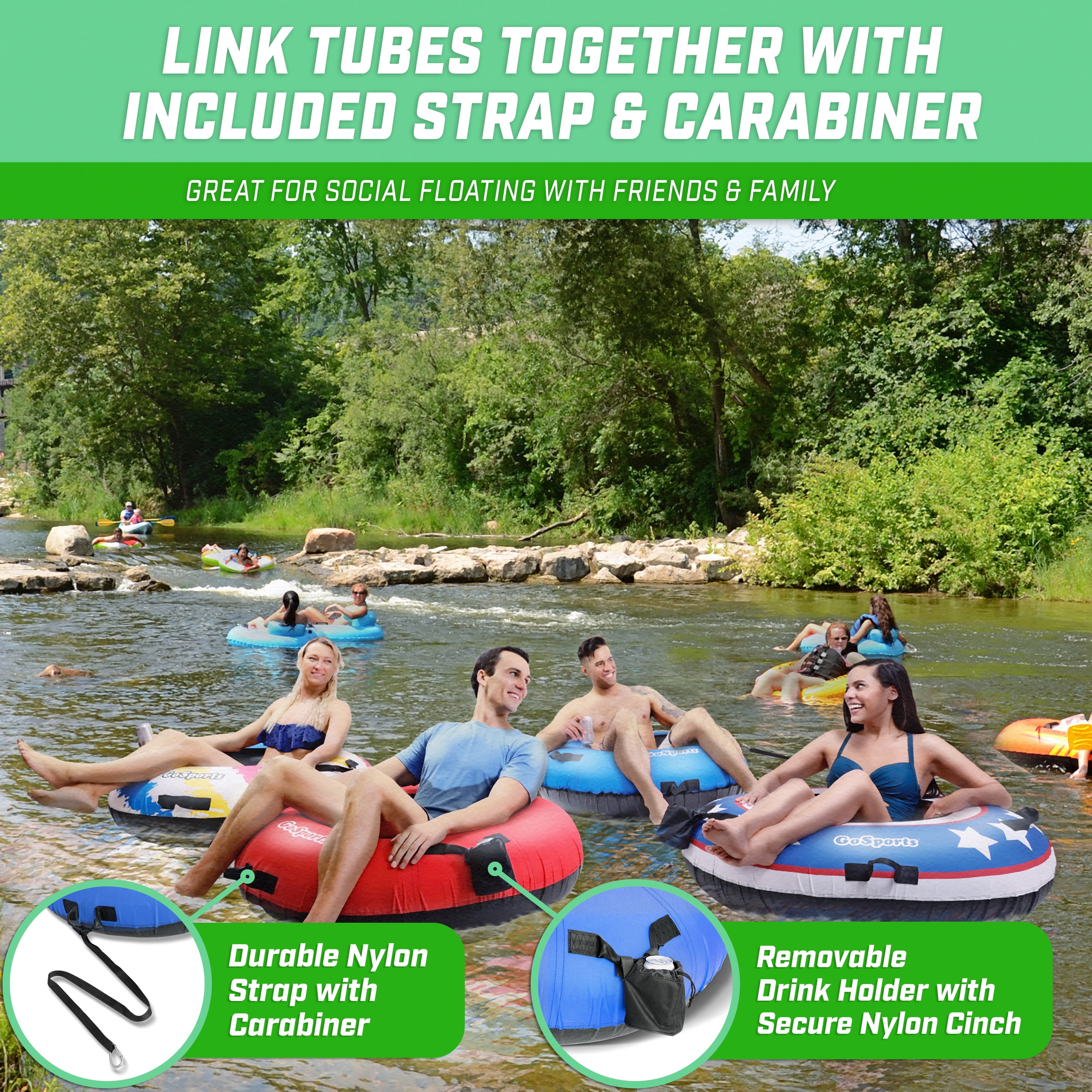 GoSports 44" Heavy Duty River Tube with Premium Canvas Cover - Commercial Grade River Tube - Retro