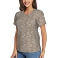 thumbnail image 5 of Yiaed Hand Drawn Snake Print Women's T Shirt V-Neck Short Sleeve Shirt Casual Breathable Tee Summer Tops-Small, 5 of 5