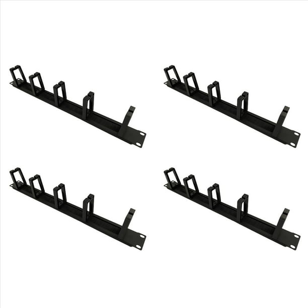 4X Gabinetes en Rack 1U de 19 Pulgadas Organizador de Red para Gestión de Cables Panel de Cepillo de Red de Administrador de Cables Desmontable de Cinco Anillos
