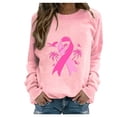 thumbnail image 2 of Abomasnow Womens Fall Winter Pink Ribbon Graphic Sweatshirt Casual Long Sleeve Crew Neck Breast Cancer Awareness Blouses, 2 of 4