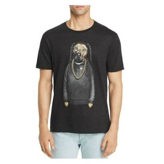 Elevenparis Mens Rap Dog Graphic T-Shirt, Black, Small
