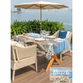thumbnail image 5 of Rectangle Outdoor Tablecloth With Umbrella Hole And Zipper– Beach Shell Starfish Coral Waterproof Patio Table Cover for Party, Picnic, Backyard, 60"x120" , Blue Wood Grain Farmhouse, 5 of 8