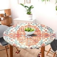 thumbnail image 2 of Round Fitted Tablecloth with Elastic Round Outdoor Tablecloths Round Elastic Tablecloth for Tables Waterproof Wipeable Boho Table Cover for Picnic,Camping,Dinner (Orange, (45''''-52'''')), 2 of 6