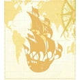 thumbnail image 3 of Nautical Duvet Cover Set, Double Exposure Vintage Graphic with Old World Map a Nostalgic Sailboat Compass Concept, Decorative 3 Piece Bedding Set with 2 Pillow Shams, Queen Size, Beige, by Ambesonne, 3 of 3
