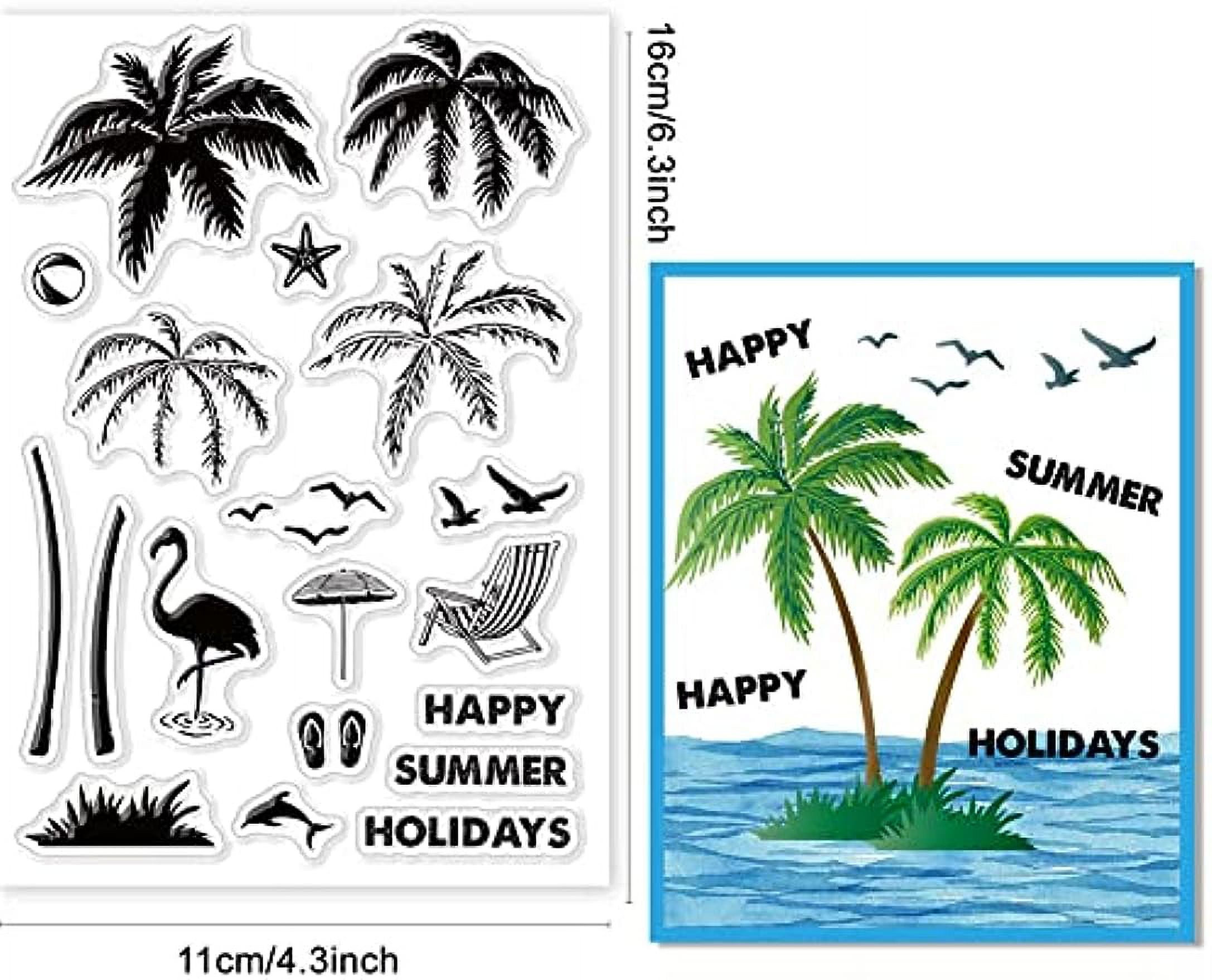 ALIBBON Coconut Tree Clear Stamps for Card Making and Photo Album  Decorations, Summer Tree Stamps, Palm Tree Transparent Silicone Stamps for  Crafting