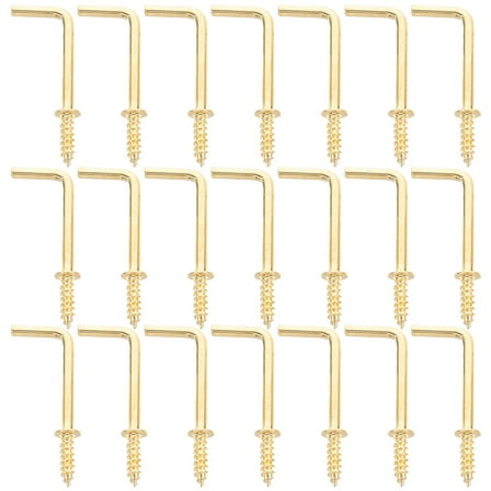 100 Pcs Screw Hanging L Hooks Tiny Hooks for Hanging Mini Hooks Golden