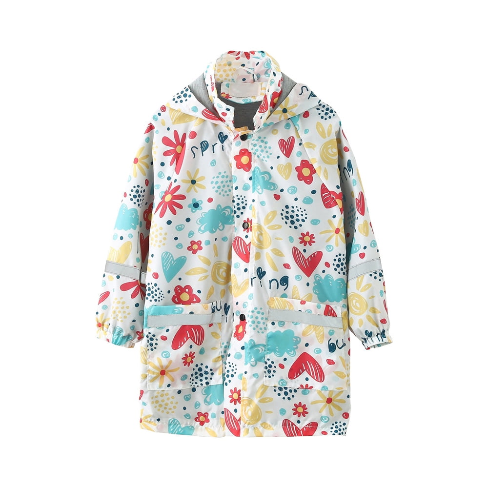 Dezsed Children'S Boy Girl Rain Jacket Cute Cartoon Multicolor Long