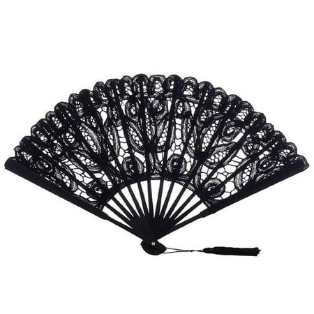 

Handmade Bamboo Ribs Embriodery Spanish Hand Lace Fan Bride Wedding Battenburg Lace Fan #W0