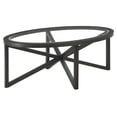 thumbnail image 5 of Oval Tempered Glass Coffee Table, Sofa Side Table with Solid Wood Frame and Glass Top, Modern Center Table for Living Room Home Office, Black, 5 of 9