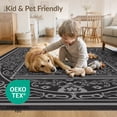 thumbnail image 4 of ODIKA 4'x6' Black Gray Ornate Floral Design Washable Area Rug Intricate Medallion and Scrollwork Pattern for Dorm Room, Small Living Stain Resistant Low Profile, Easy Care, 4 of 7