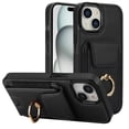 thumbnail image 3 of SaniMore for iPhone 13 Case with Metal Rotating Ring Kickstand RFID Blocking Card Slots PU Leather Anti-scractch Wear-resitant Shockproof Wallet Cover for iPhone 13(6.1" 2021), Black, 3 of 9