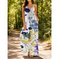 thumbnail image 5 of Women's Casual Sleeveless Jumpsuits Colorful Wildflowers Spaghetti Strap Wide Leg Pants Rompers with Pockets, 5 of 6
