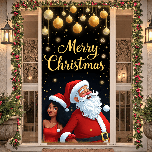 Holiday Decoration Merry Christmas Festive Banner Santa Design Gift Present for Christmas Party Winter Celebration Seasonal Event