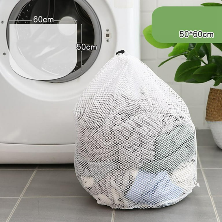 White Delicates Mesh Laundry Bag with Drawstring Closure for Sock