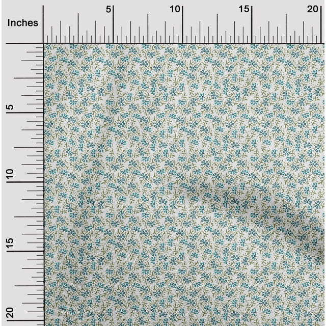 oneOone Cotton Poplin Fabric Floral Block Print Sewing Fabric BTY 42 Inch Wide